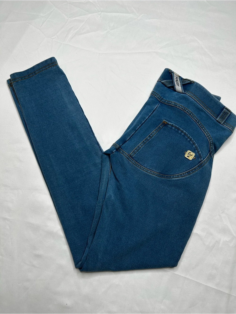 Freddy Blue Stretch Jeggings with Gold WRUP Low-Rise